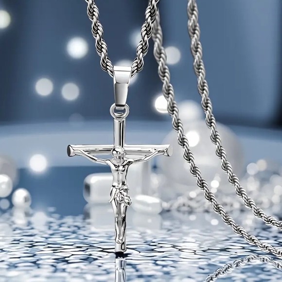 Silver Crucifix Pendant Necklace